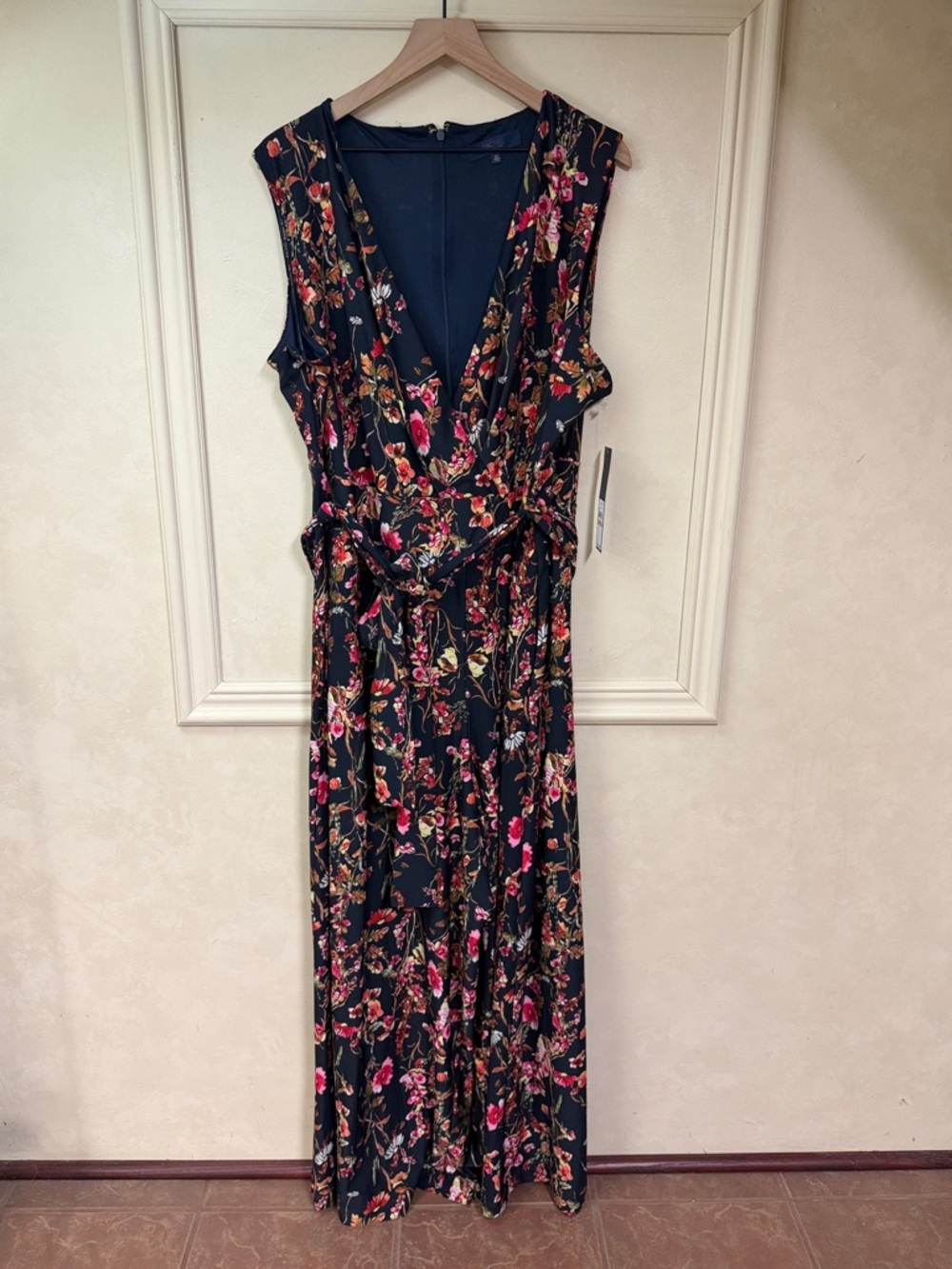 RACHEL Rachel Roy Julia Flower Print Jumpsuit Plus Sz 2X Navy Multi